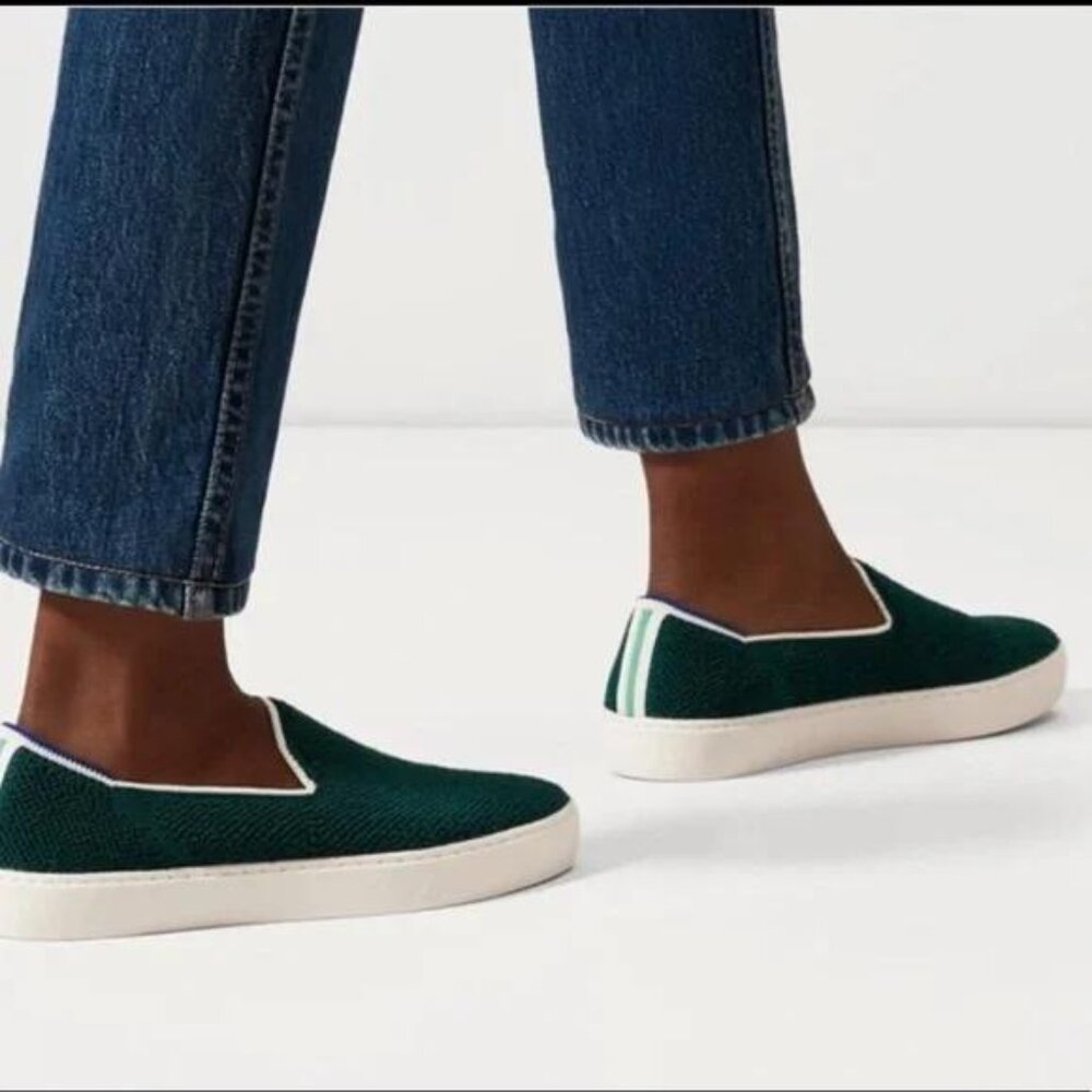 Rothy’s The Sneaker Terry Cloth Juniper Green Slip On Sneakers Shoes 10.5